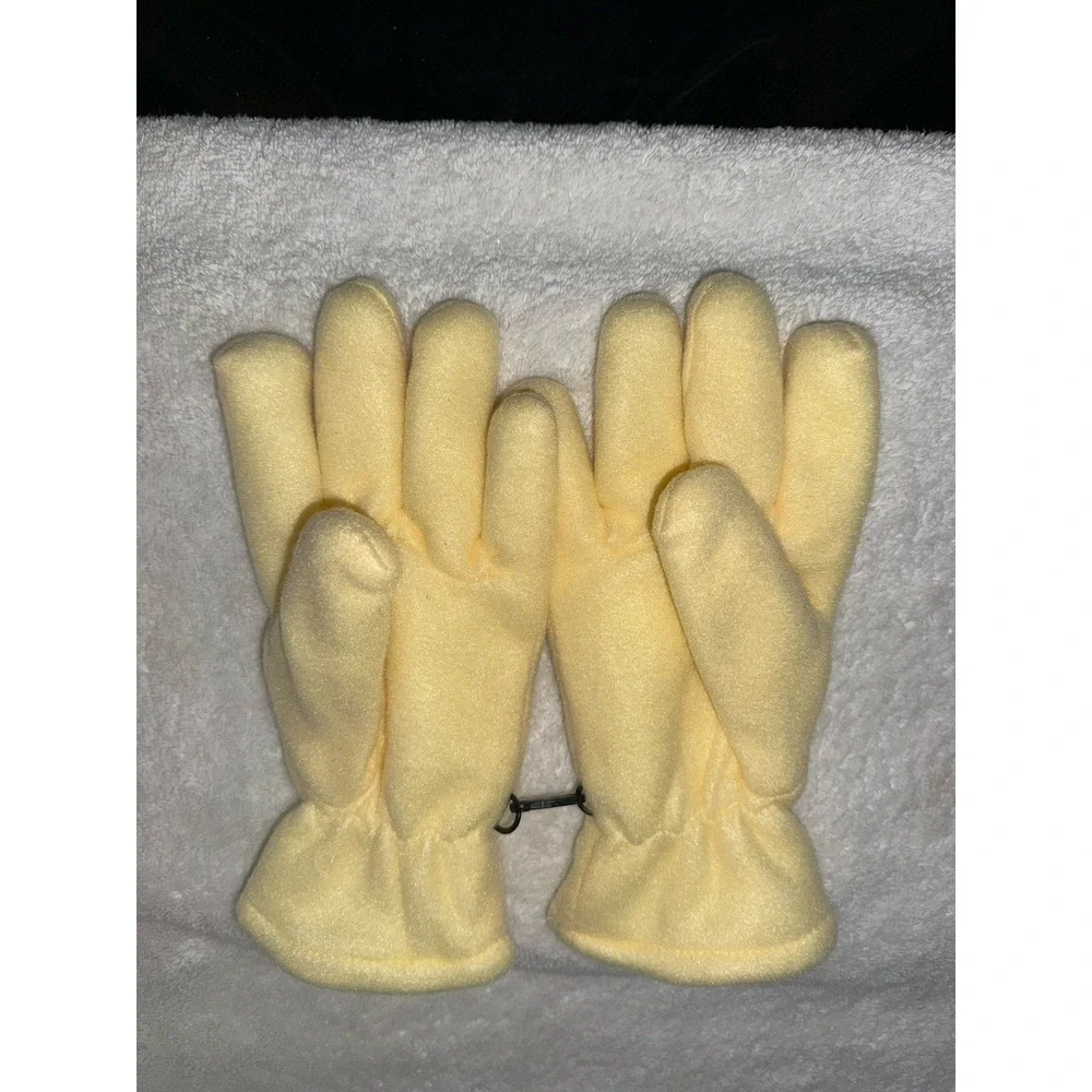 Vintage Fleece Gloves Embroidered With Native Star Pattern‎ Yellow Color